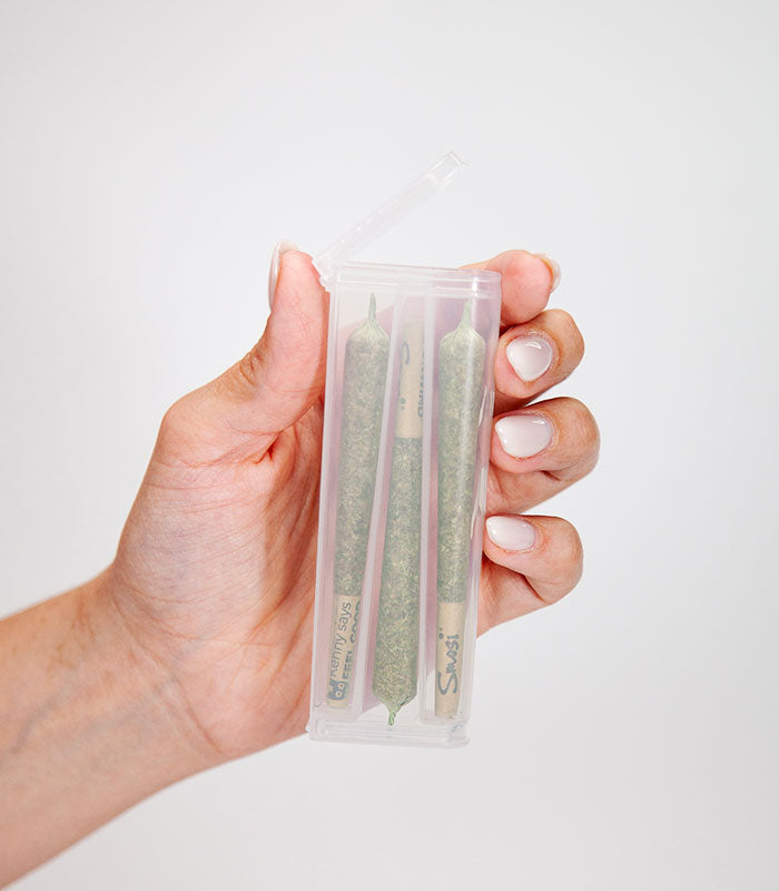 Pre-roll storage container.  Weed Stash box clear MBox for your 3 Pre-roll. come with pre-roll cone