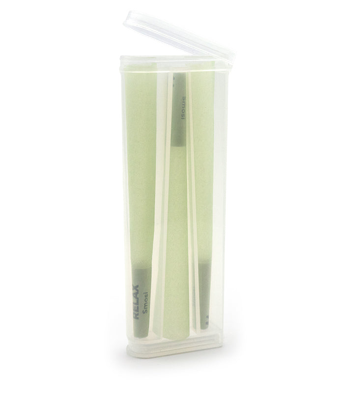 Pre-roll storage container. clear MBox for your 3 Pre-rolls. come with a 3 pre-roll cones