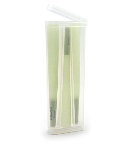 Pre-roll storage container. clear MBox for your 3 Pre-rolls. come with a 3 pre-roll cones