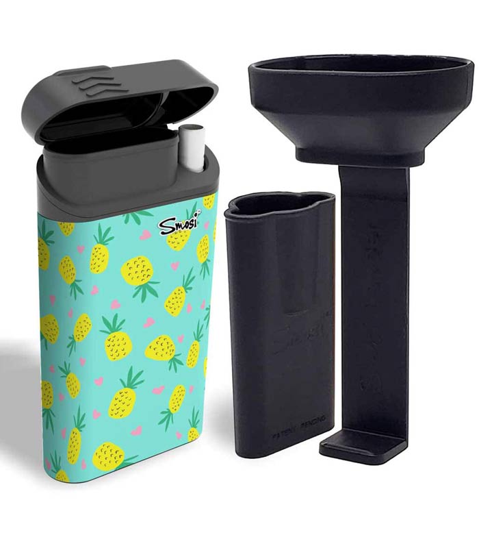 Smosi Original dugout with one-hitter pipe, funnel and pusher tool-Pineapple pattern