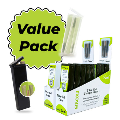 pre-roll weed container with separate compartments. Moisture and odor resistant