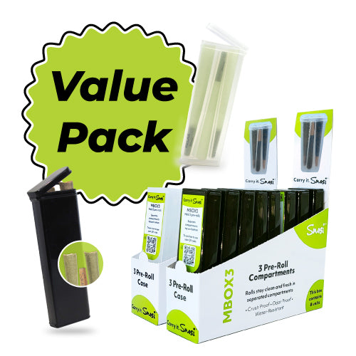 pre-roll weed container with separate compartments. Moisture and odor resistant