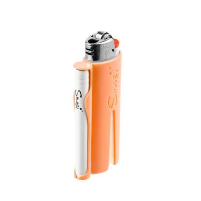 Smosi PaL is a lighter holder with a one-hitter pipe-orange