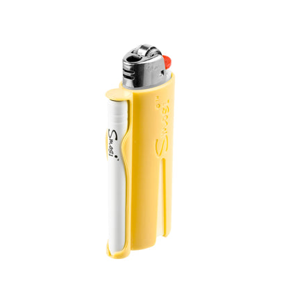 Smosi PaL is a lighter holder with a one-hitter pipe -yellow